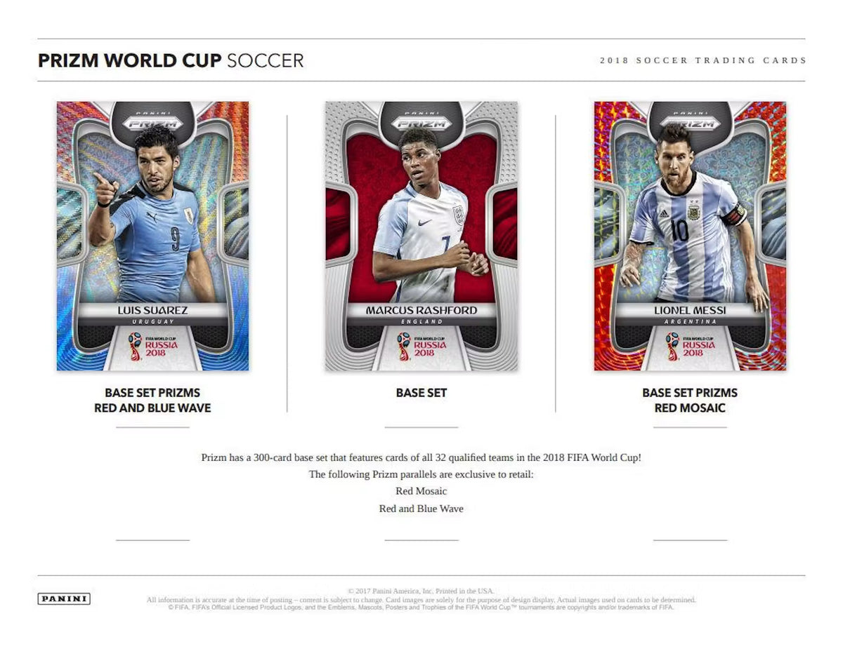 2018 Panini Prizm World Cup Soccer Cards RETAIL FAT PACKS BOX
