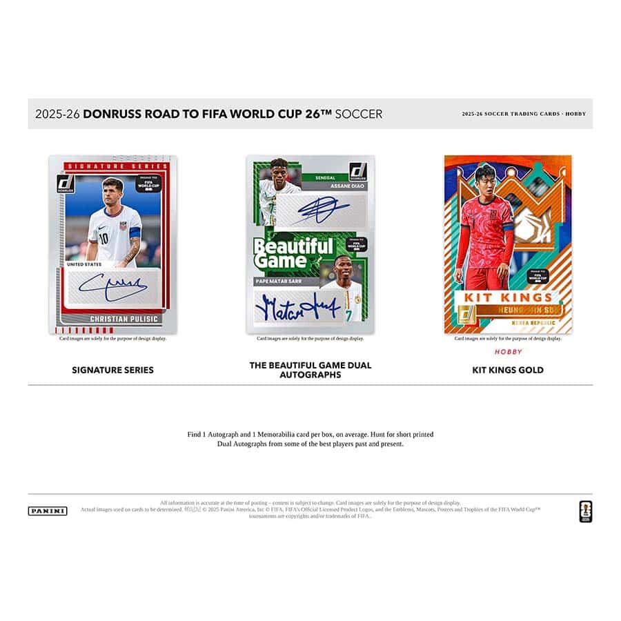 2025-26 Donruss Road to FIFA World Cup Soccer Hobby Box (2Auto/Memo)