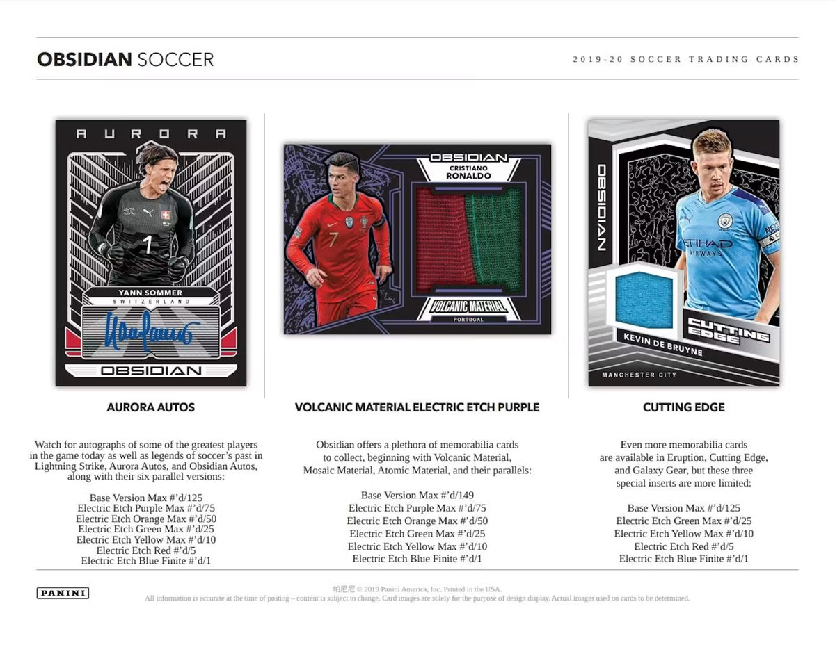 2019-20 Panini Obsidian Soccer Card Box (4 Auto/Memo)