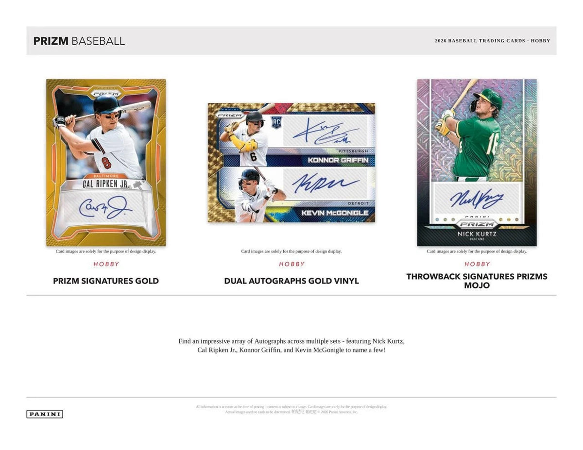 2026 Panini Prizm Baseball Card Box (3 Auto)