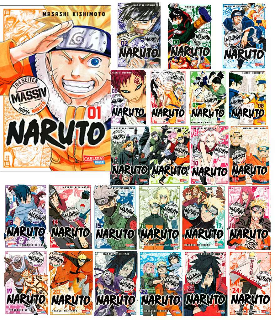 MANGA Naruto Massiv Band 1-24 komplette Serie