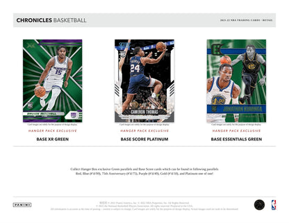 NBA 2021-22 Panini Chronicles Basketball NPP Hanger Packs 4er Bundle