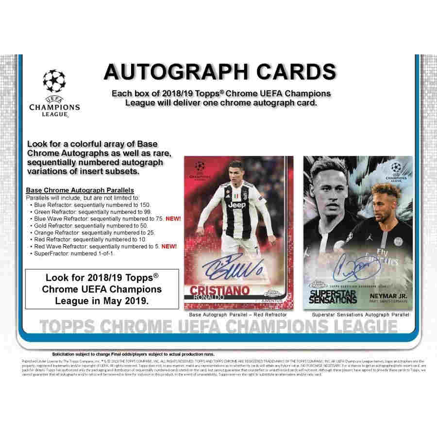 SOCCER 2018-19 TOPPS CHAMPIONS LEAGUE CHROME (UEFA) - HOBBY box (1 Auto)