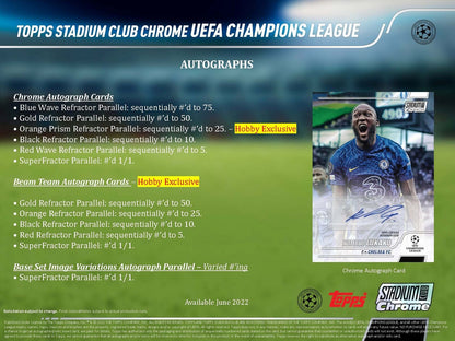 SOCCER Topps 2021-22 Stadionclub Chrom UEFA Champions League Fußball Hobby Box