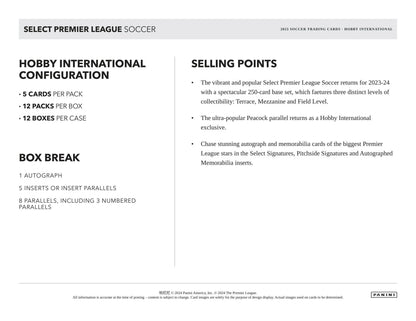 SOCCER 2023-24 Panini Select Premier League (Fußball) International Hobby Box 1 Auto