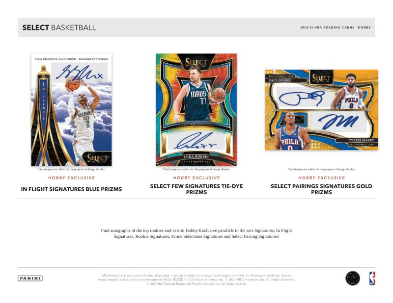 NBA 2024-25 Panini Select Basketball Card Box (3 Auto/Memo)
