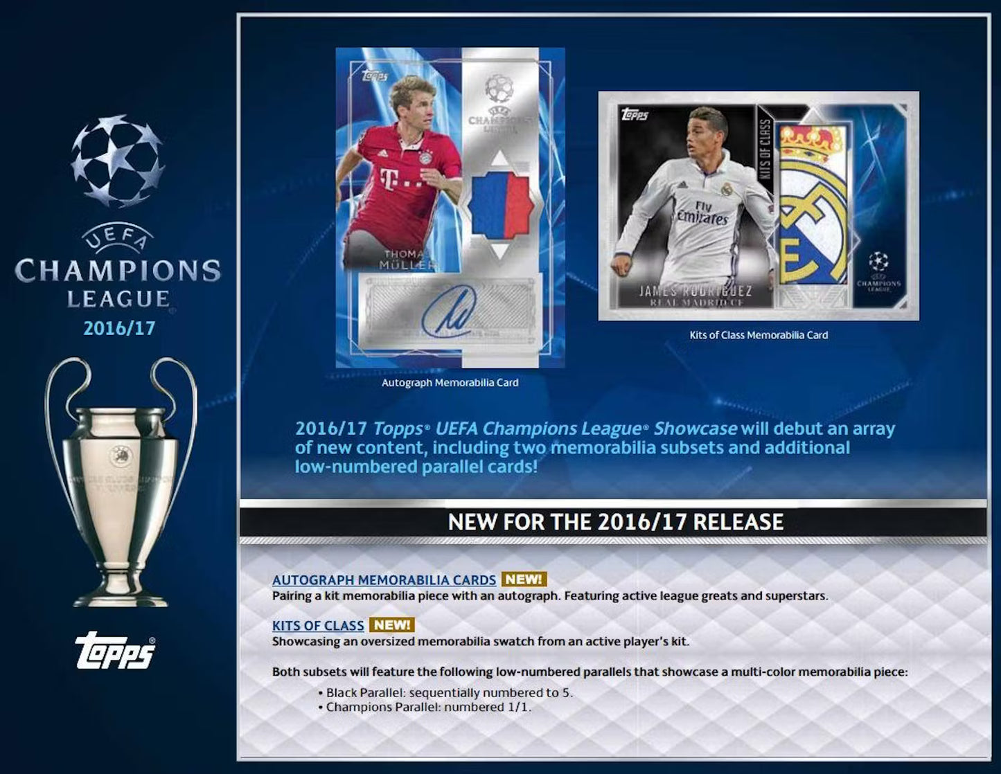 SOCCER 2016/17 TOPPS CHAMPIONS LEAGUE SHOWCASE (UEFA) HOBBY box (2 Auto)