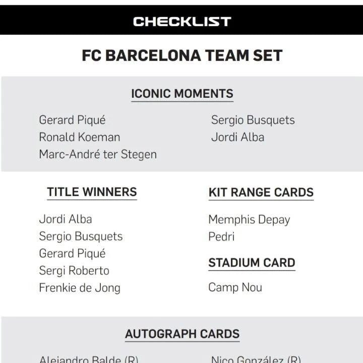 Barcelona 2021-22 TOPPS BOX Offizielles Team-Set